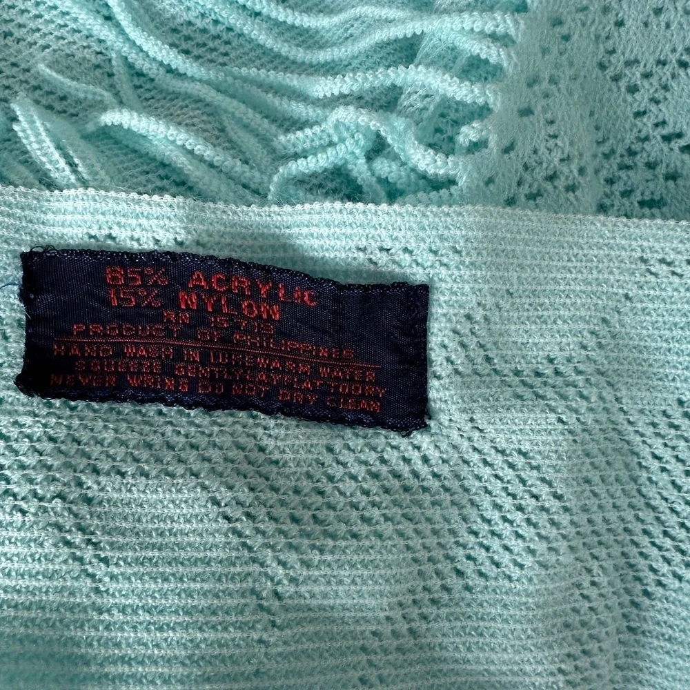 *NEFELI* Light Blue Large Triangle Frilly Fashion Scarf